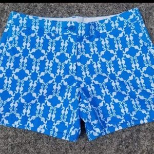 Crown & Ivy Blue w/ white seahorse design shorts.